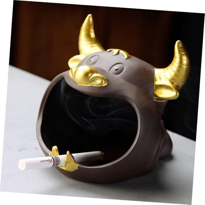 Ceramic Ashtray Cattle Pattern Desktop Windproof Large Smokeless for Car Indoor Use - Image 4